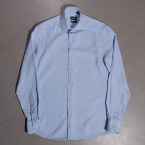 Dan John Mens Cotton Casual Button Dress Shirt Blue Italian Luxury 14.5 - 37